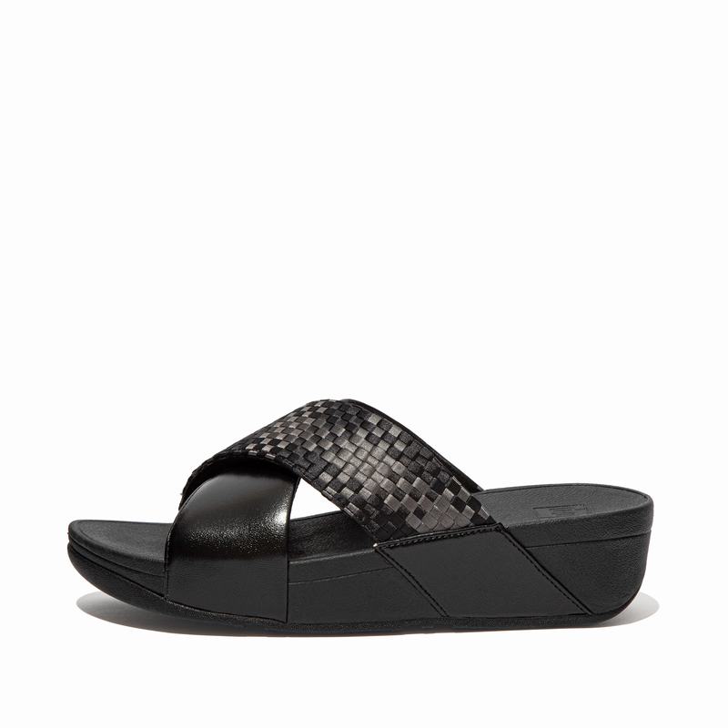 FitFlop Lulu Polyester Faux Leder Schwarz - FitFlop Pantoletten Damen Sale [JTWV-94271]